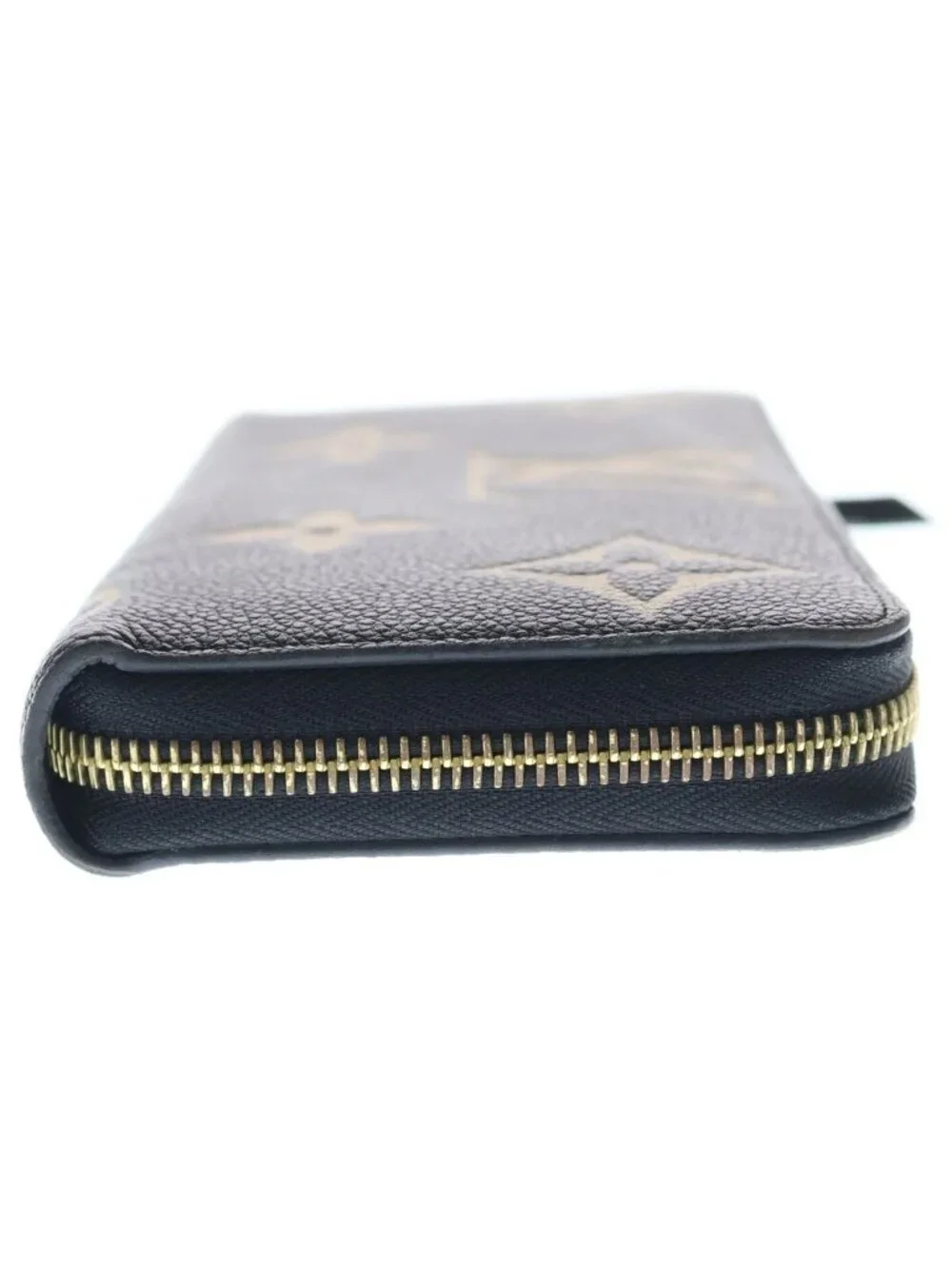 Louis Vuitton Monogram Empreinte Zippy Wallet Card Case Black Bicolor Gold
